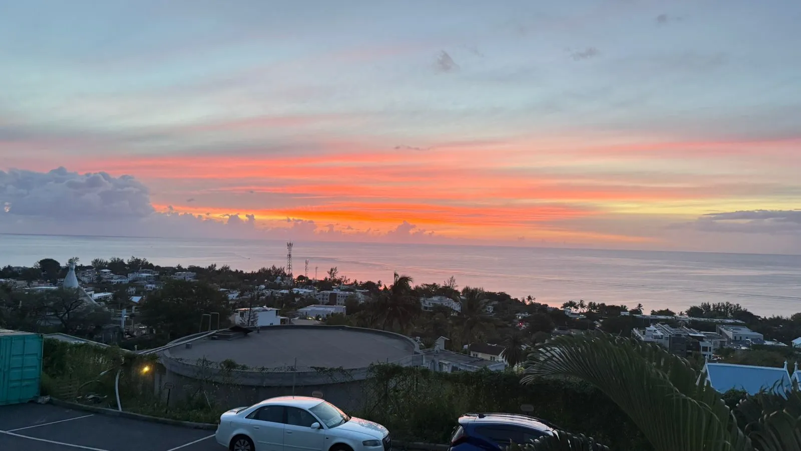 Mauritius sunset over the coast